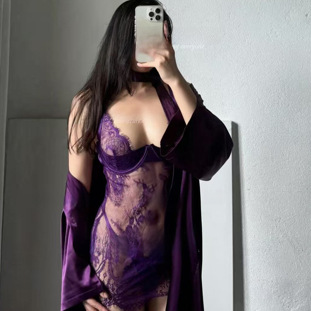 Purple Lace Lingerie Dress