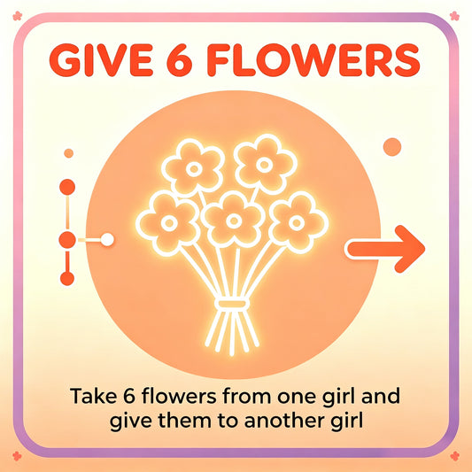 Move 6 flowers between two girls