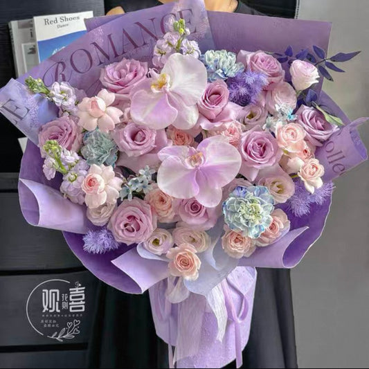 Purple Mist Butterfly Dream · Rose & Orchid Bouquet