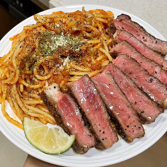 Pasta and steak