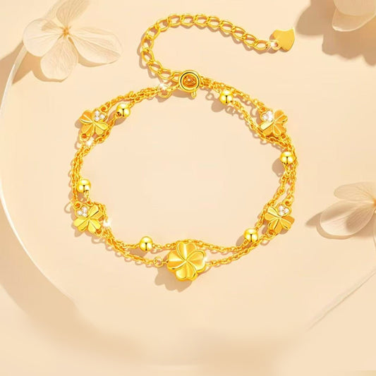 Golden Four-leaf Clover Bracelet