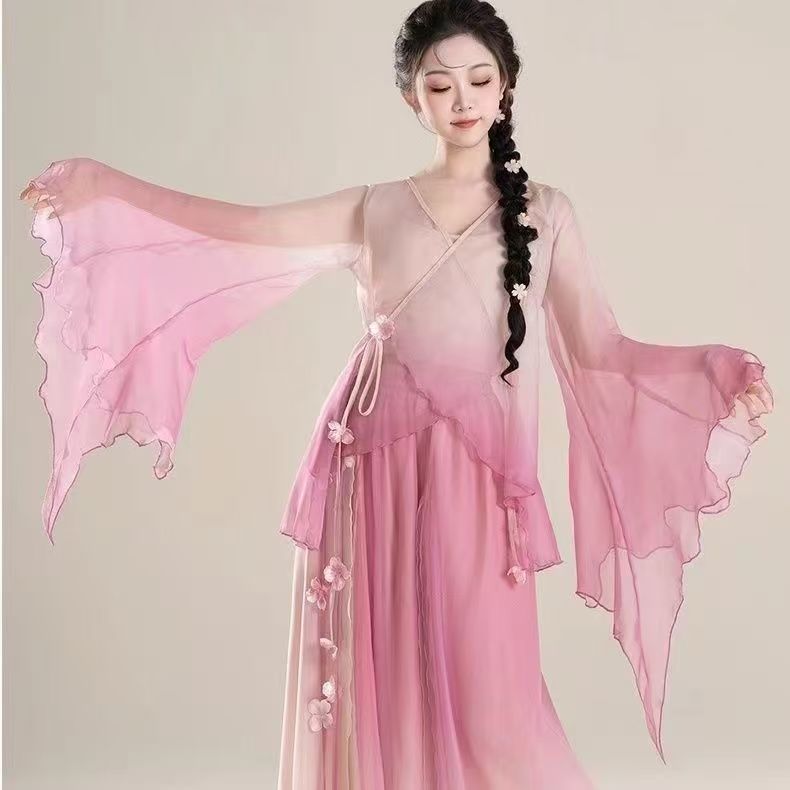 Pink Gradient Chinese Dance Outfit