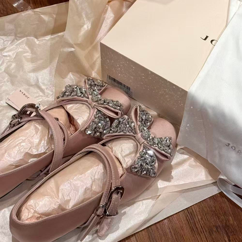 Rhinestone Bow Ballet Flats