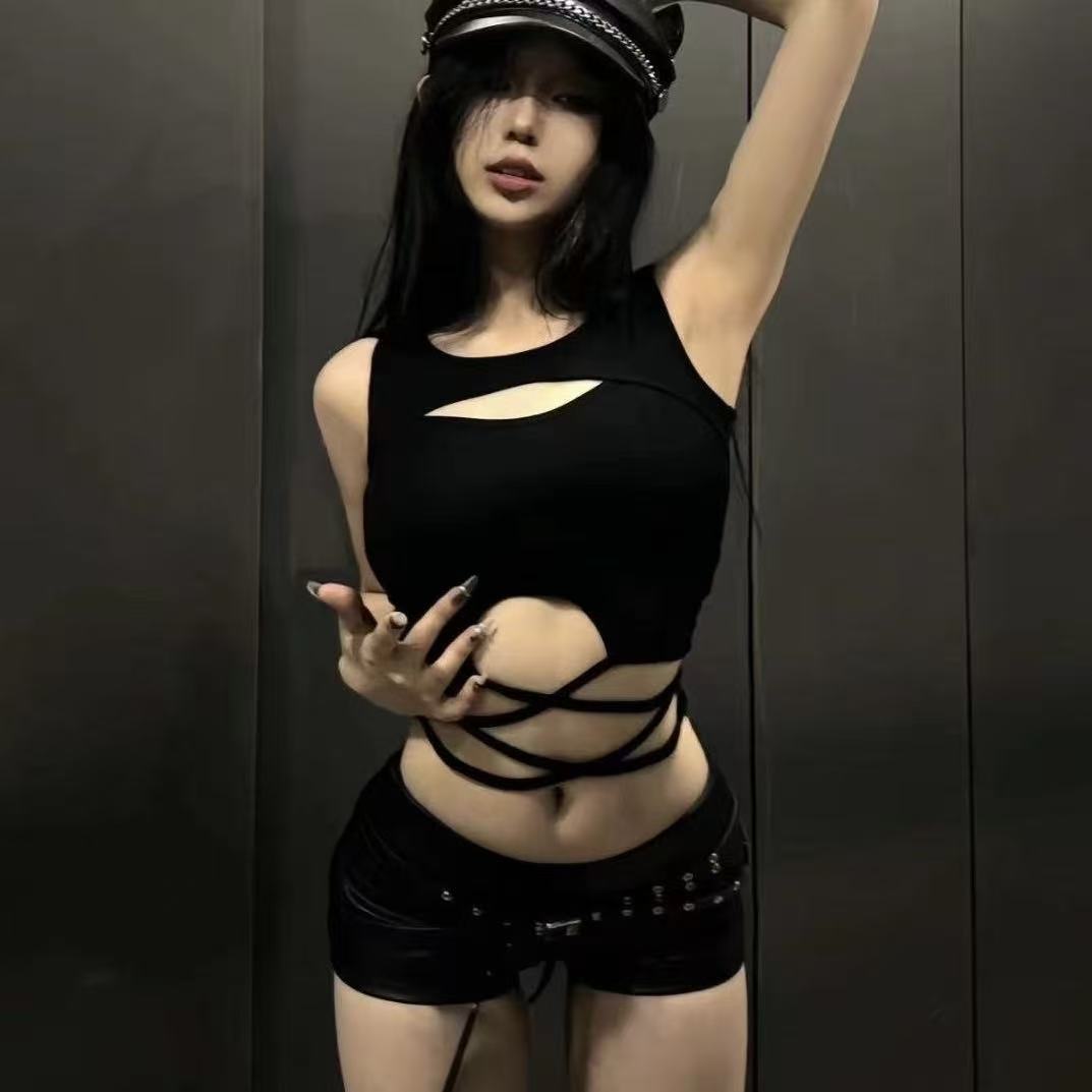 Black drawstring top