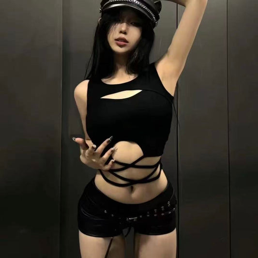 Black drawstring top