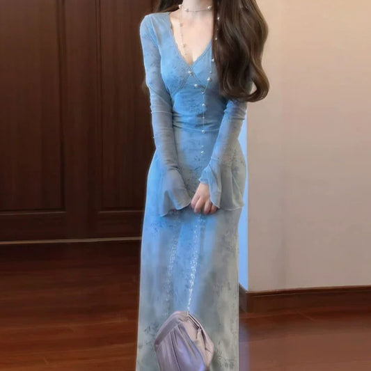 dress with flared sleeves